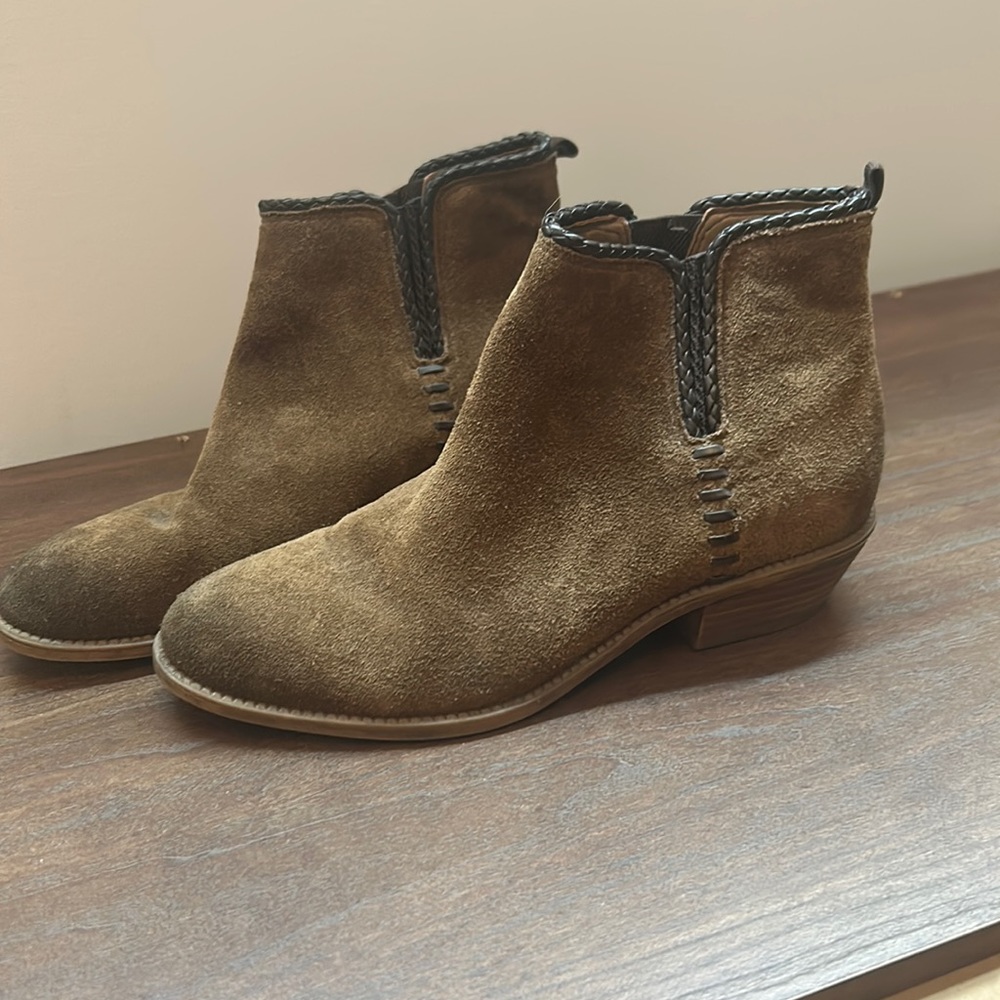 Distressed suede booties